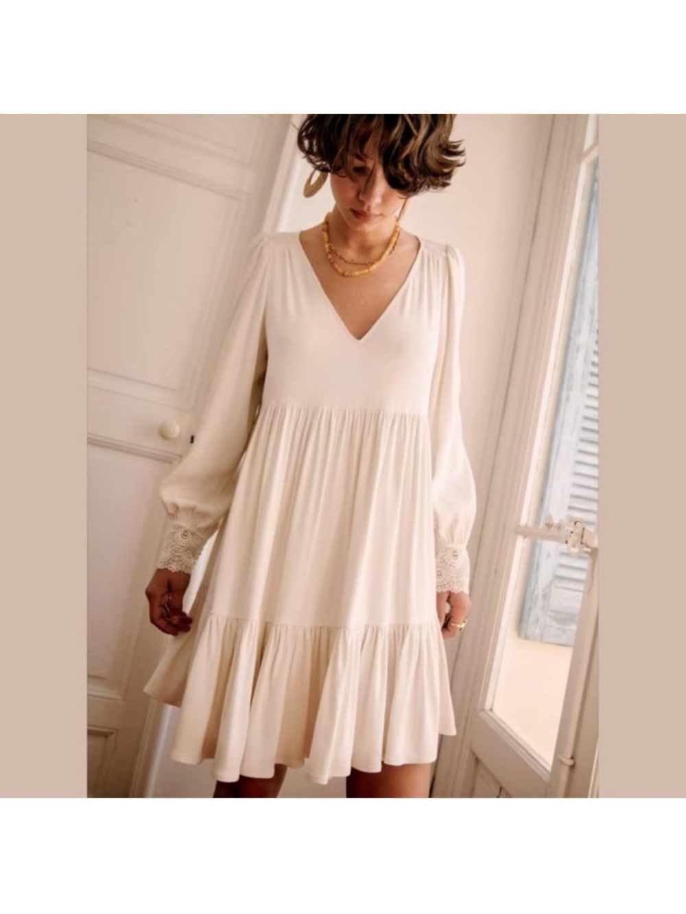 Sezane Aurena Dress in Ecru